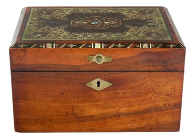 Antique English Inlaid Storage Box