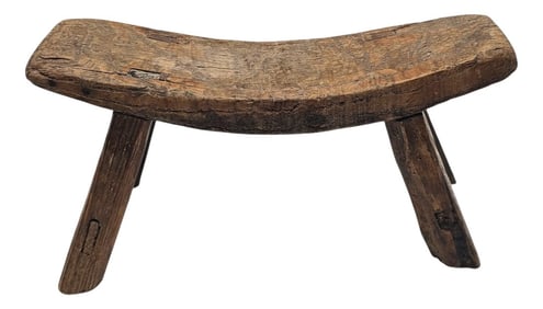 Antique Asian Takamakura Wooden Headrest Pillow in Rustic Elm, Chinese or Japanese Origin