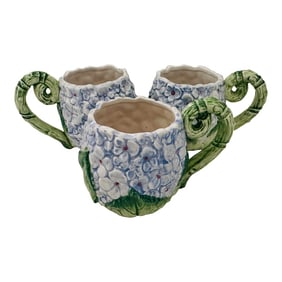 Set of 3 Fitz & Floyd Blue Hydrangea Mugs/Cups