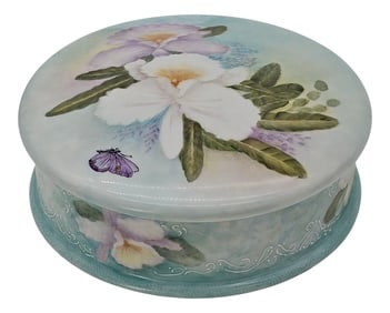 Antique Signed Limoges Hand-Painted Floral Porcelain Dresser Box – French Art Nouveau Vanity