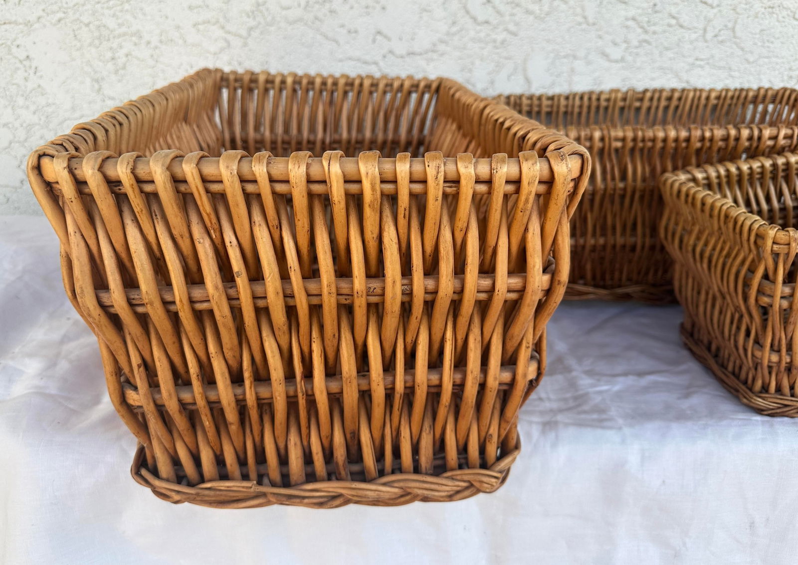 Set of 3 Woven Wicker/Rattan Nesting Baskets - 3