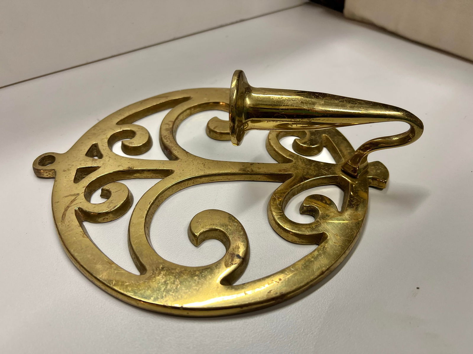 Vintage Circular Brass Wall Candle Scone - 5