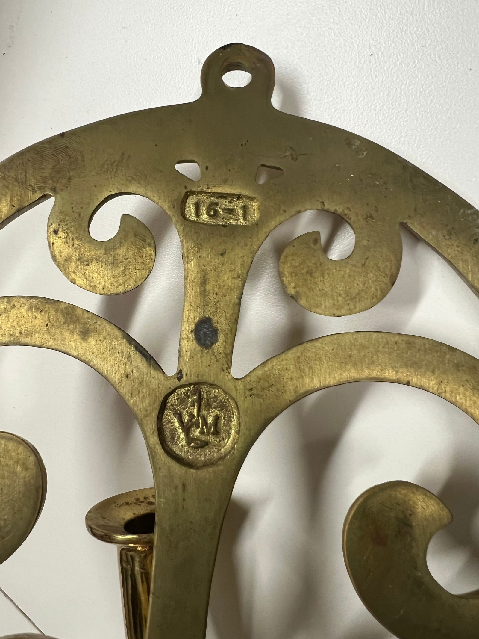 Vintage Circular Brass Wall Candle Scone - 7