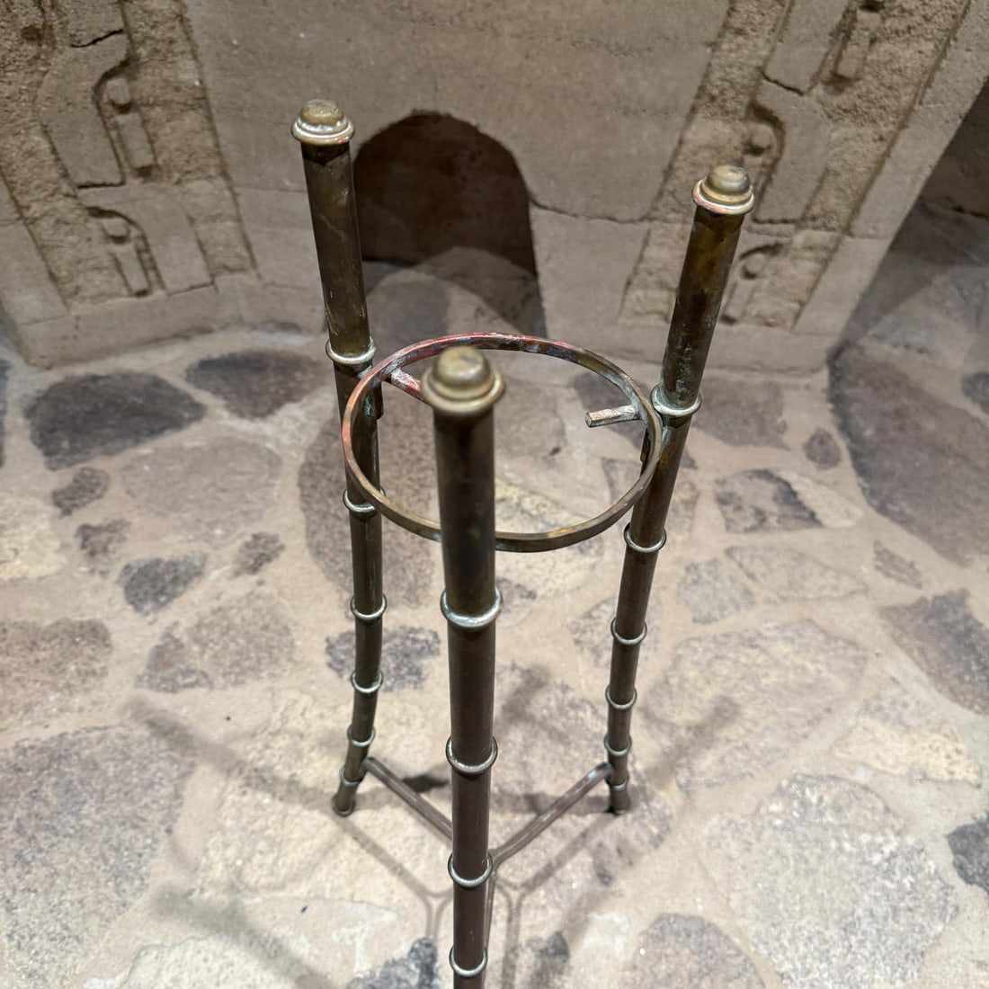 French Hollywood Regency Tripod Brass Planter Stand - 10