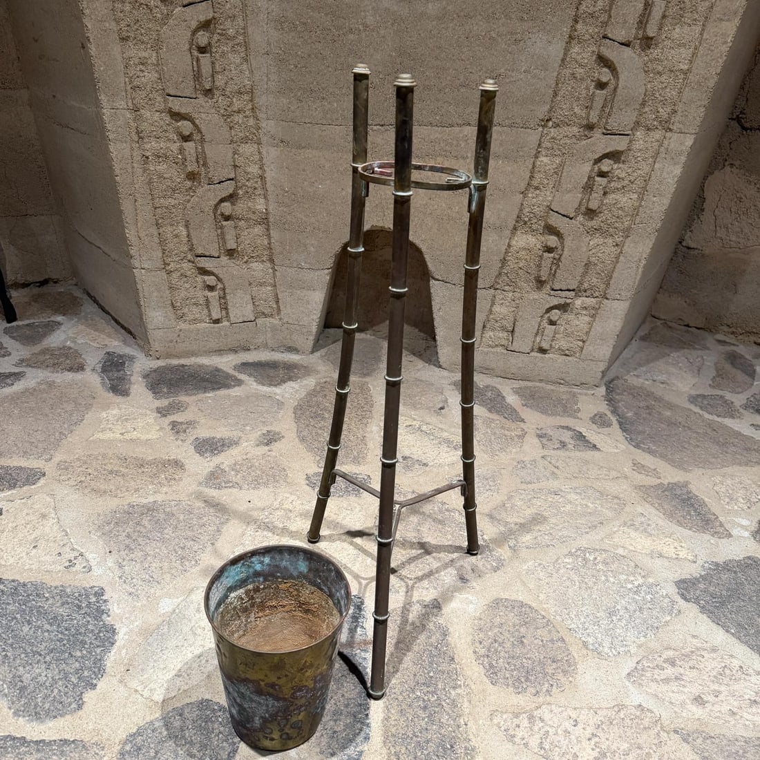 French Hollywood Regency Tripod Brass Planter Stand - 7