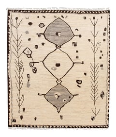 Modern Moroccan-Style Tribal Room Size Wool Rug 8 Ft 4 in X 9 Ft 7 In