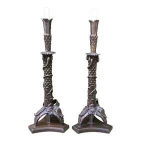 Frederick Cooper Bronze Palm Lamps – A Pair