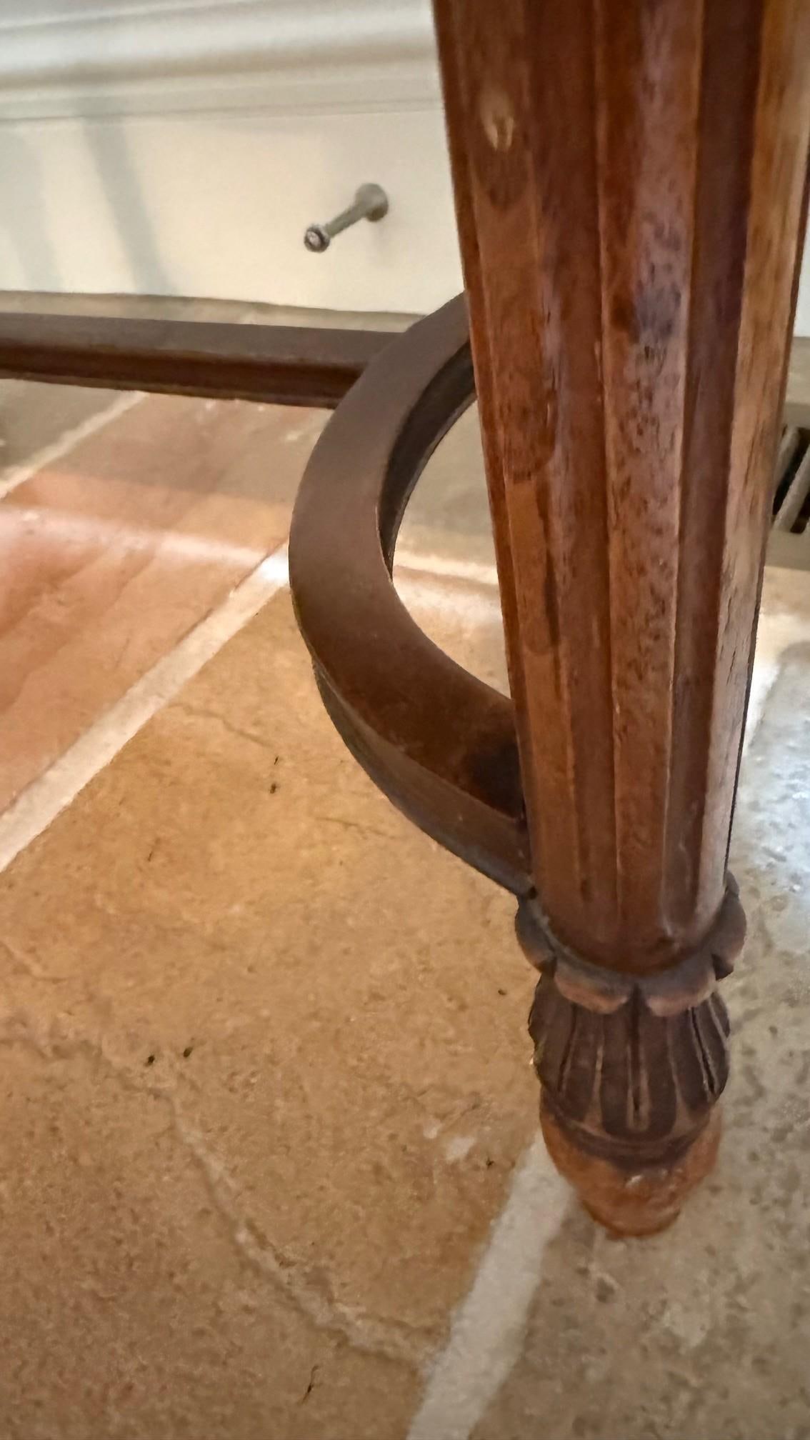 Antique Irish Carved Dressing Table Stool With Upholstered Seat - 10