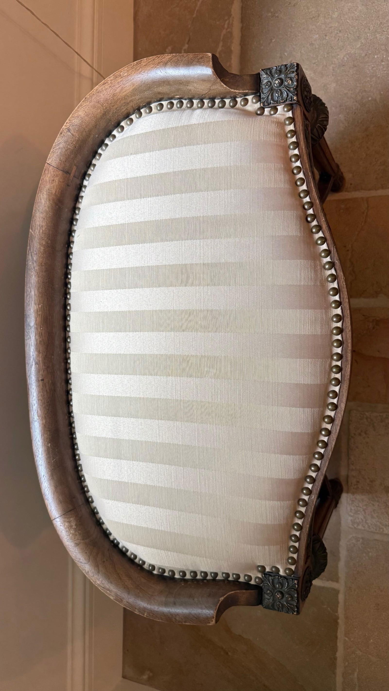 Antique Irish Carved Dressing Table Stool With Upholstered Seat - 6