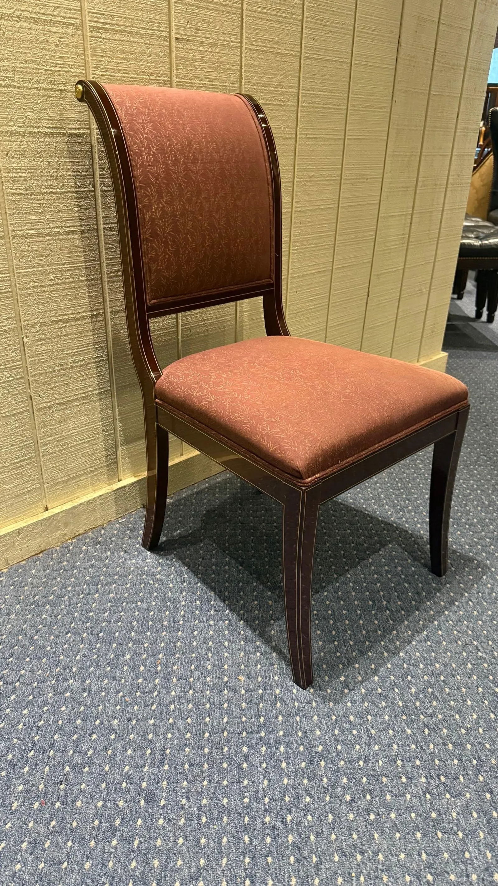 Kindel Mahogany Sleigh Back Side Chair With Hand-Painted Gold Accents - 3