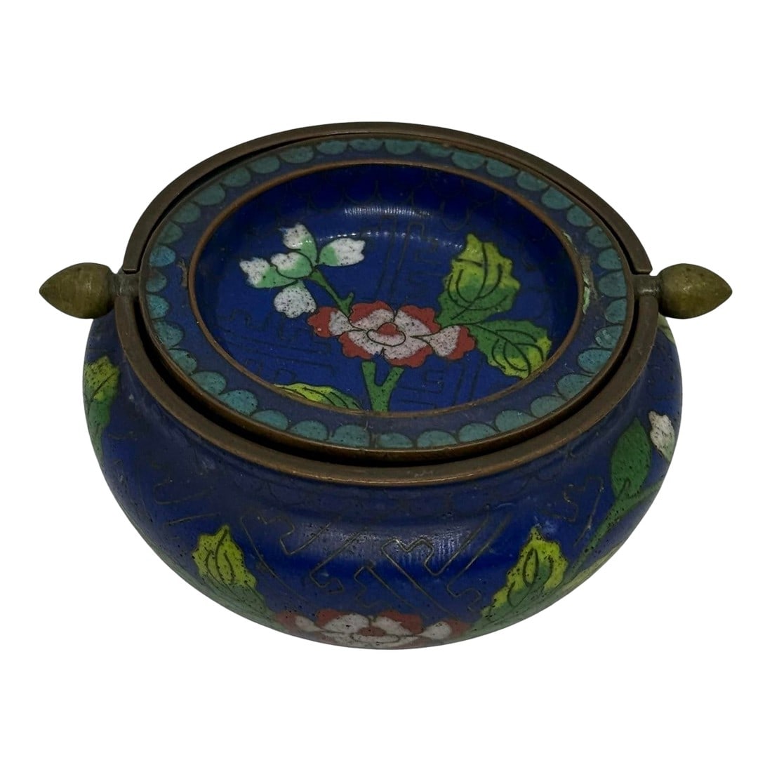 Early 20th Century Chinese Cloisonné Swivel Flip-Top Ashtray Incense Burner With Colorful (1 of 12)