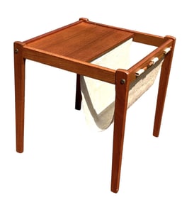 1970s Mid Century Danish Modern Side Table With Magazine Rack by BRDR Furbo of Denmark