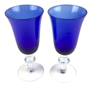 Vintage Cobalt Blue Cocktail Gasses a Pair