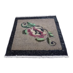 Handknotted Turkish Floral Rug 1'9" X 1'8"