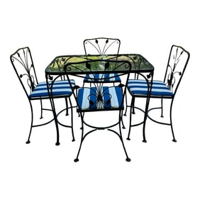 Mid 20th Century Wrought Iron Patio Dining Set Attributed to Salterini