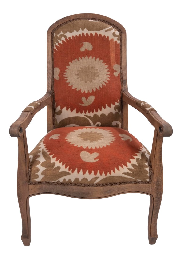 Boho Chic Suzani Embroidered Bergere Chair: There are 3 other similar products in my store. I can sell as a set with a discount. Suzani Armchair - Bergere Retro style handmade armchair upholstered with vintage handmade Suzani fabric. Beech