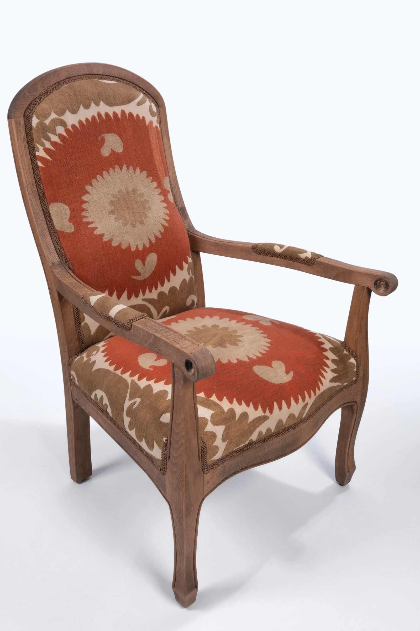 Boho Chic Suzani Embroidered Bergere Chair - 2