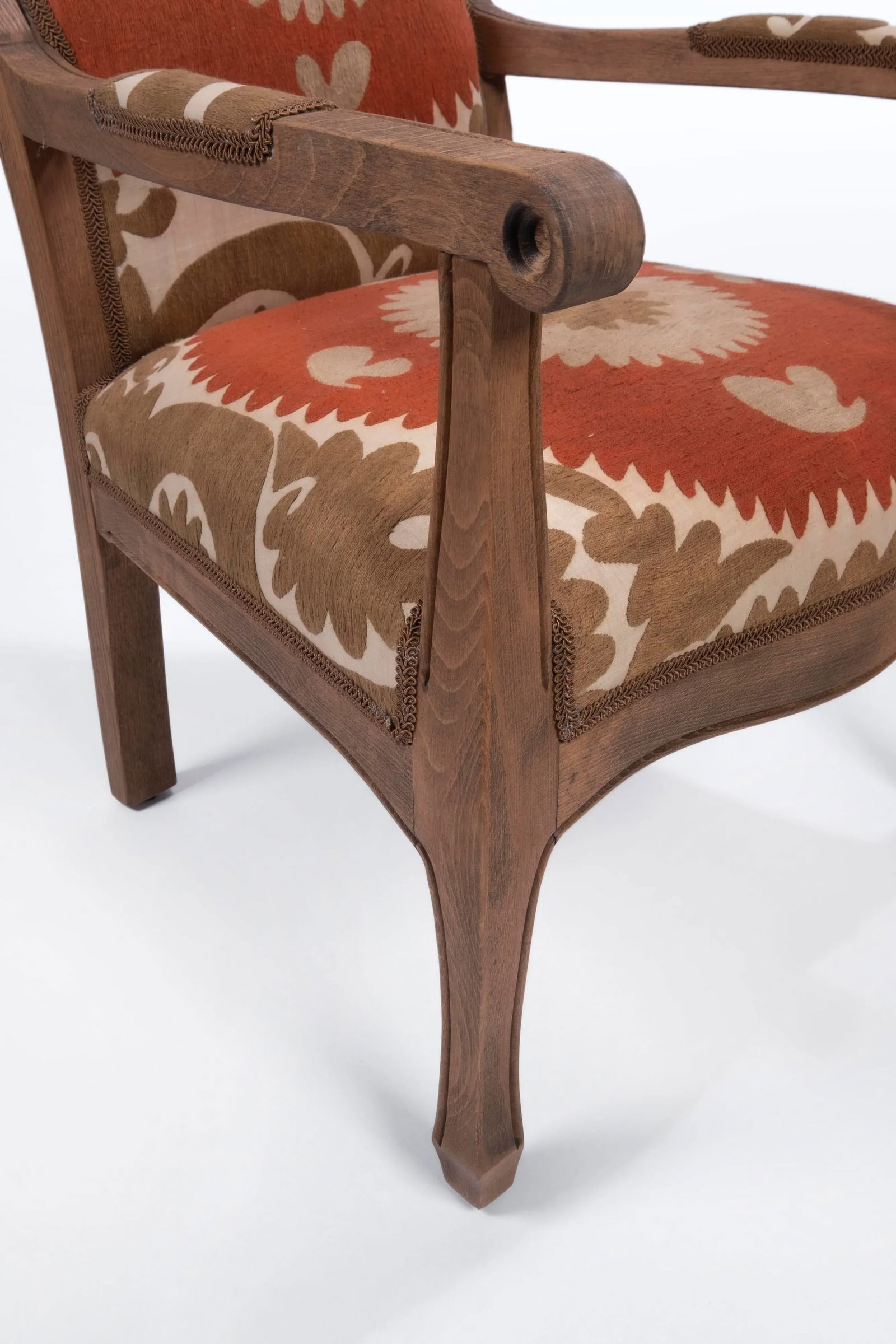 Boho Chic Suzani Embroidered Bergere Chair - 5