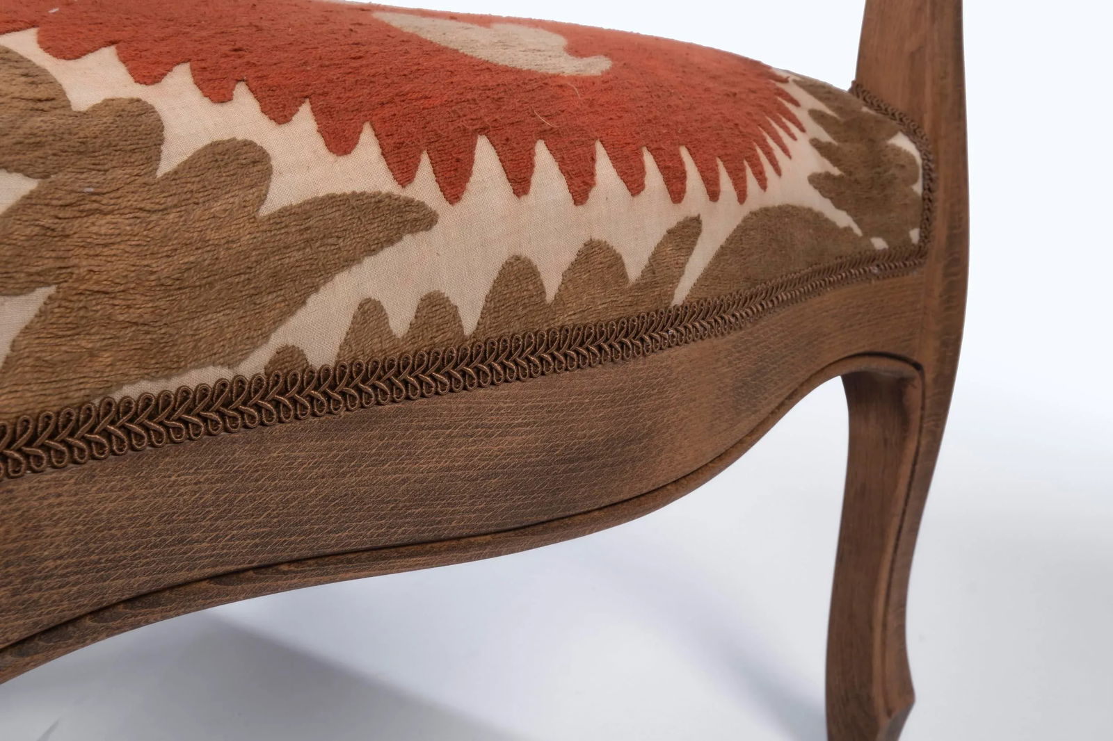 Boho Chic Suzani Embroidered Bergere Chair - 6