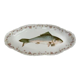 Antique L Straus & Sons Carlsbad Austria Gilded Porcelain Fish Platter