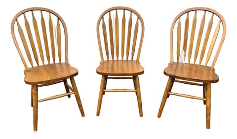 Windsor Style Cherry Dining Chairs- Set of 3