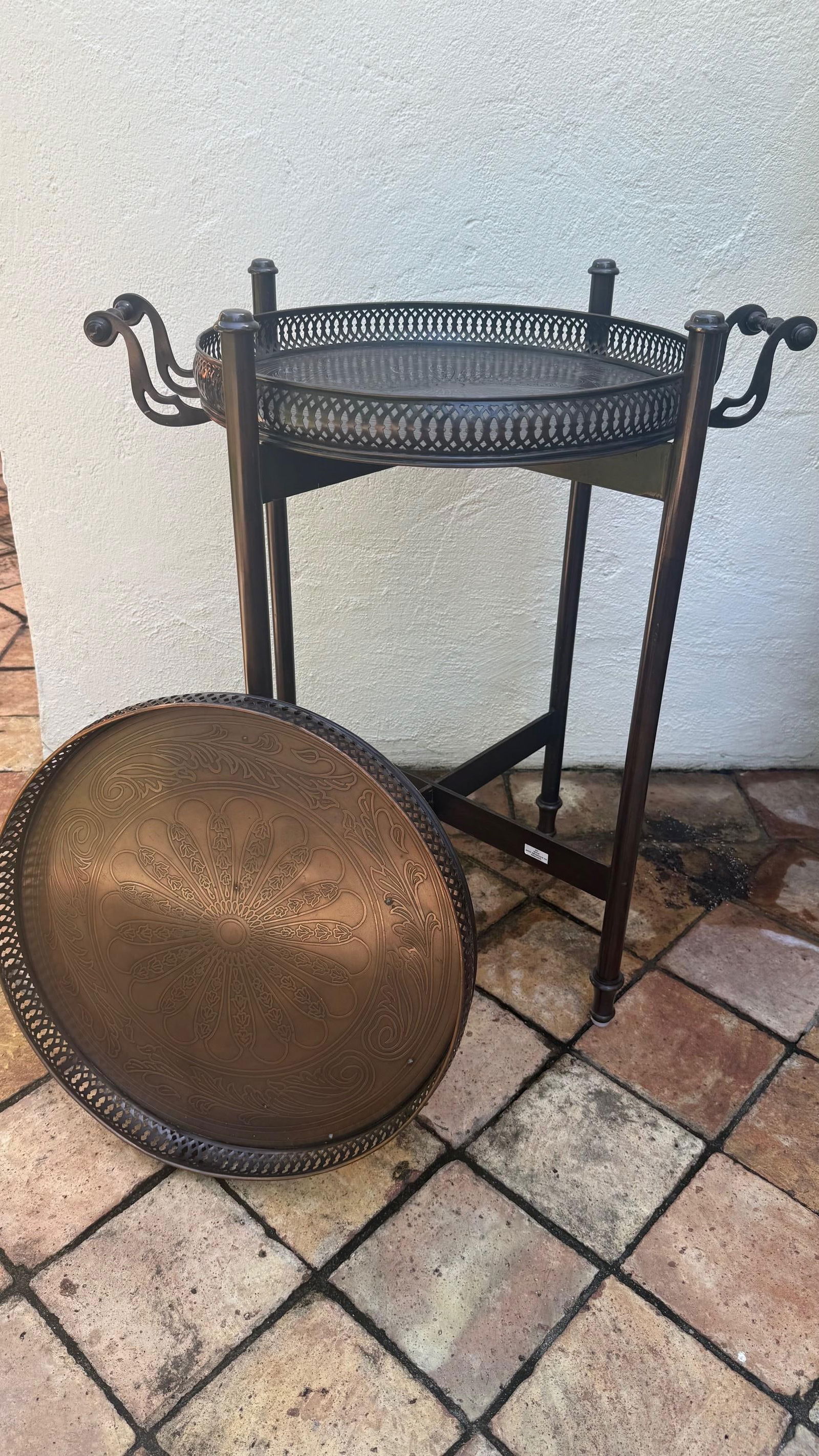 Original Regency Verdigris Brass Two-Tier Butler's Tray – Theodore Alexander India by Sita - 10