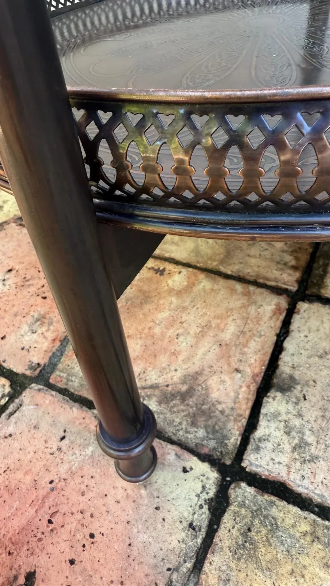 Original Regency Verdigris Brass Two-Tier Butler's Tray – Theodore Alexander India by Sita - 12