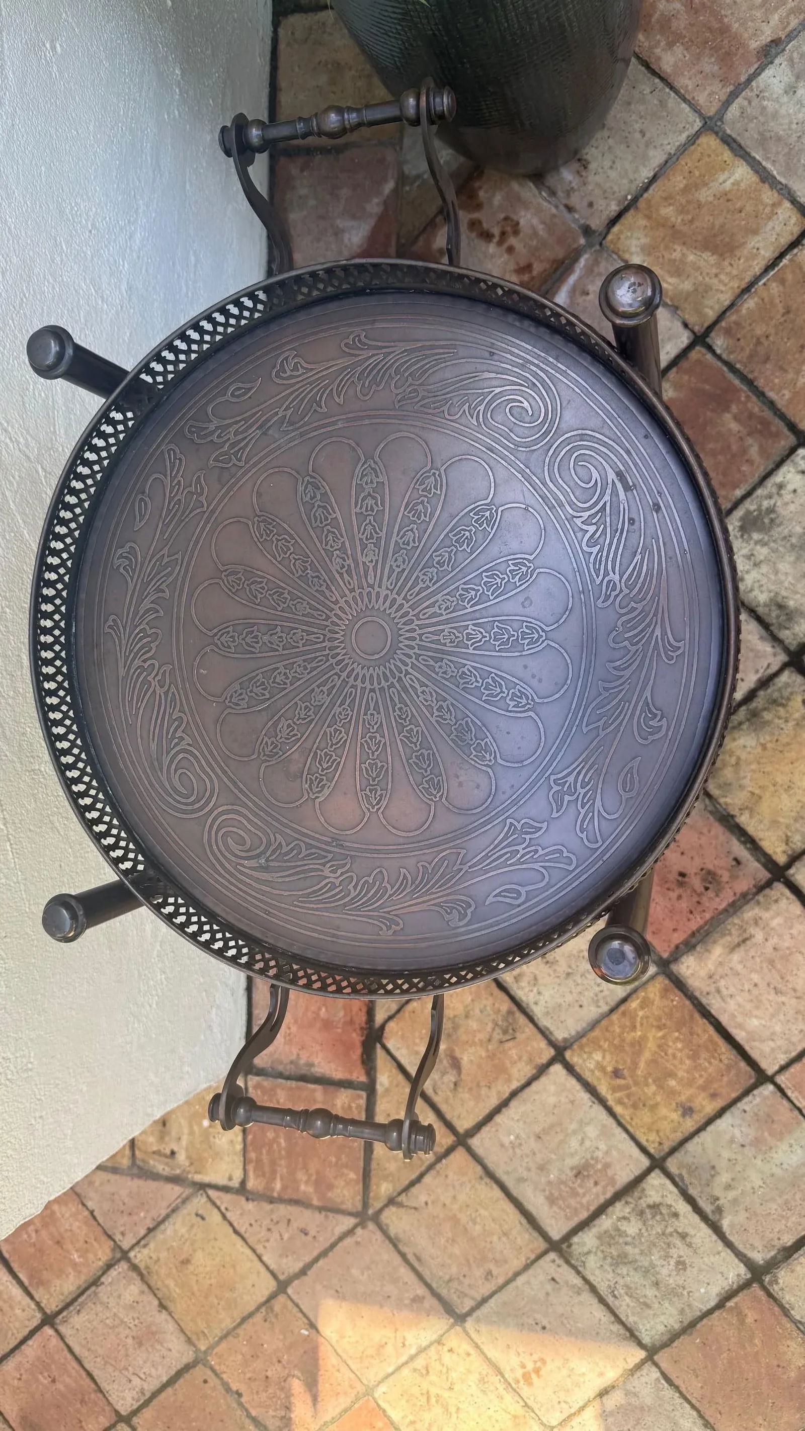 Original Regency Verdigris Brass Two-Tier Butler's Tray – Theodore Alexander India by Sita - 5