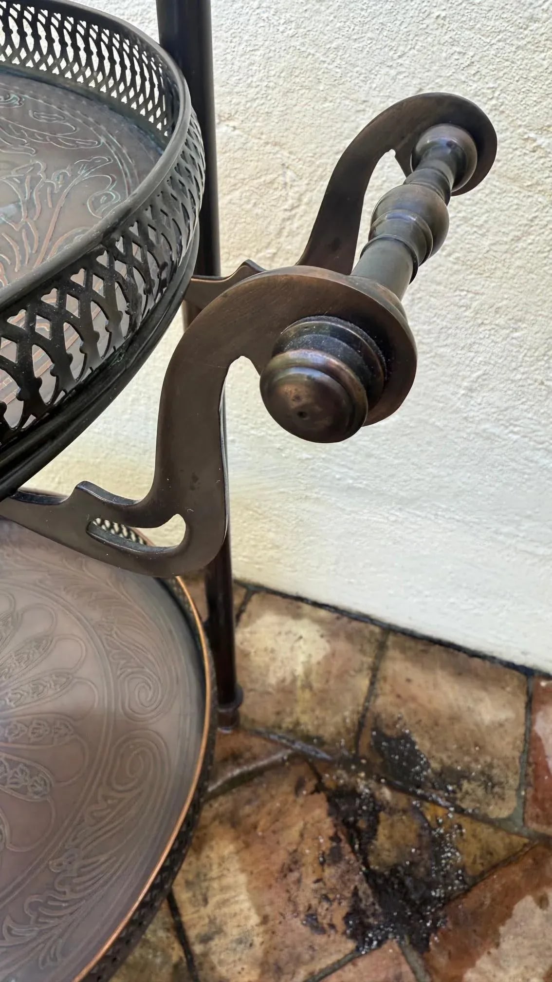 Original Regency Verdigris Brass Two-Tier Butler's Tray – Theodore Alexander India by Sita - 7