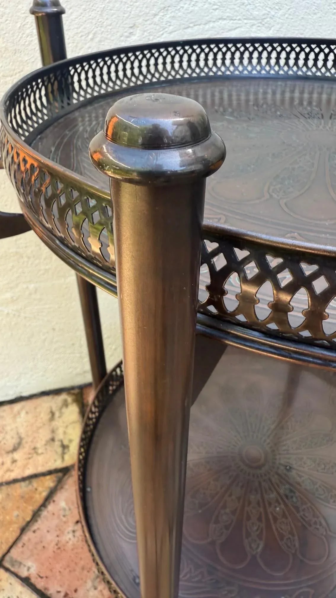 Original Regency Verdigris Brass Two-Tier Butler's Tray – Theodore Alexander India by Sita - 9