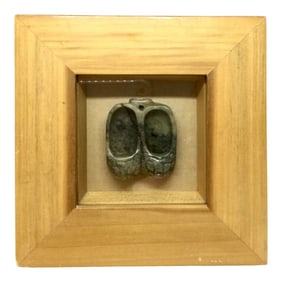 1920s Jade Carved Pendant Framed Art