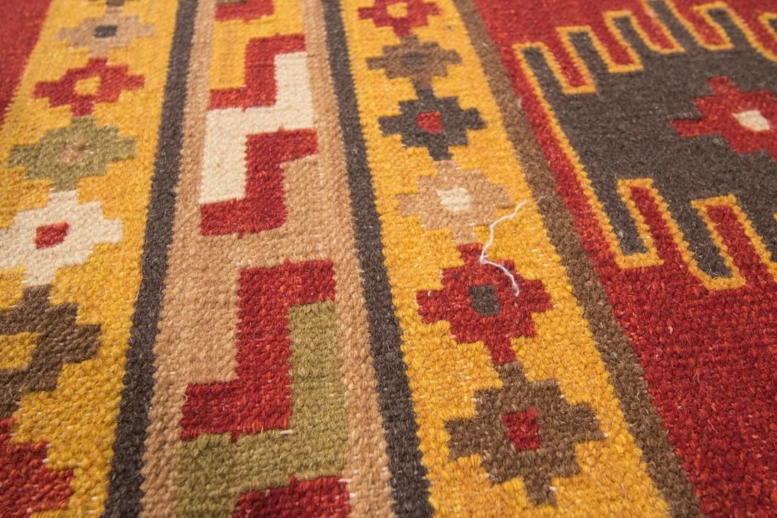 Colorful Modern Geometric Kilim Wool Rug - 4