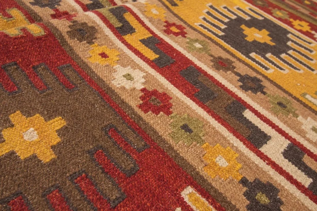 Colorful Modern Geometric Kilim Wool Rug - 5