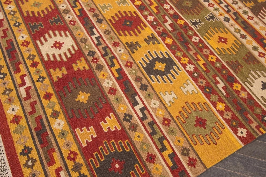 Colorful Modern Geometric Kilim Wool Rug - 6