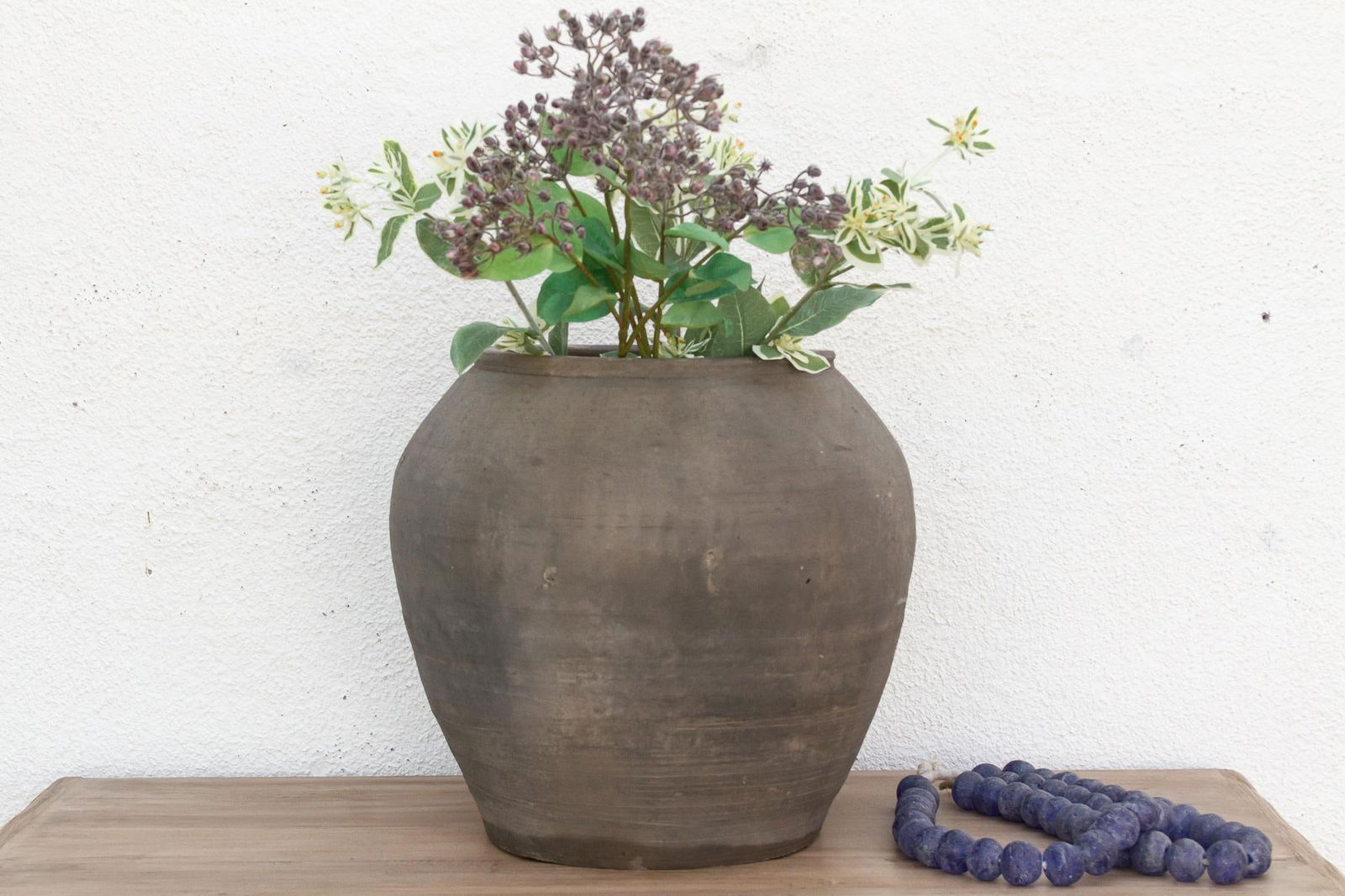 Large Vintage Timeworn Clay Vase - 2