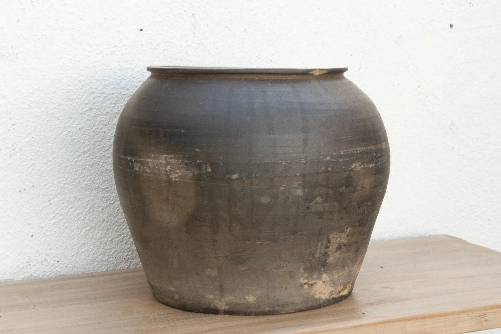 Large Vintage Timeworn Clay Vessel - 3