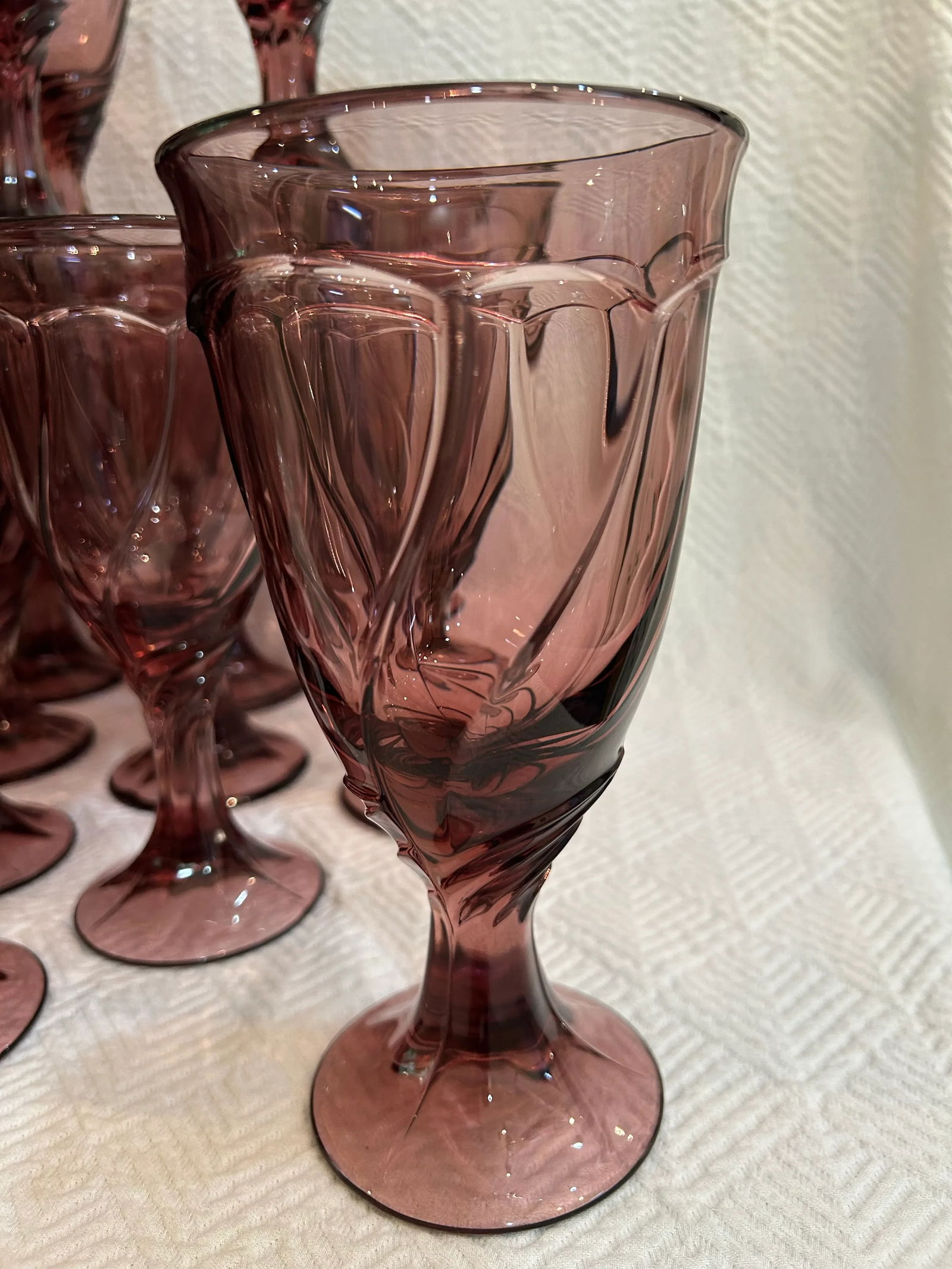 Late 20th Century Noritake "Sweet Swirl" Cranberry Glassware - A Set of 24 - 3