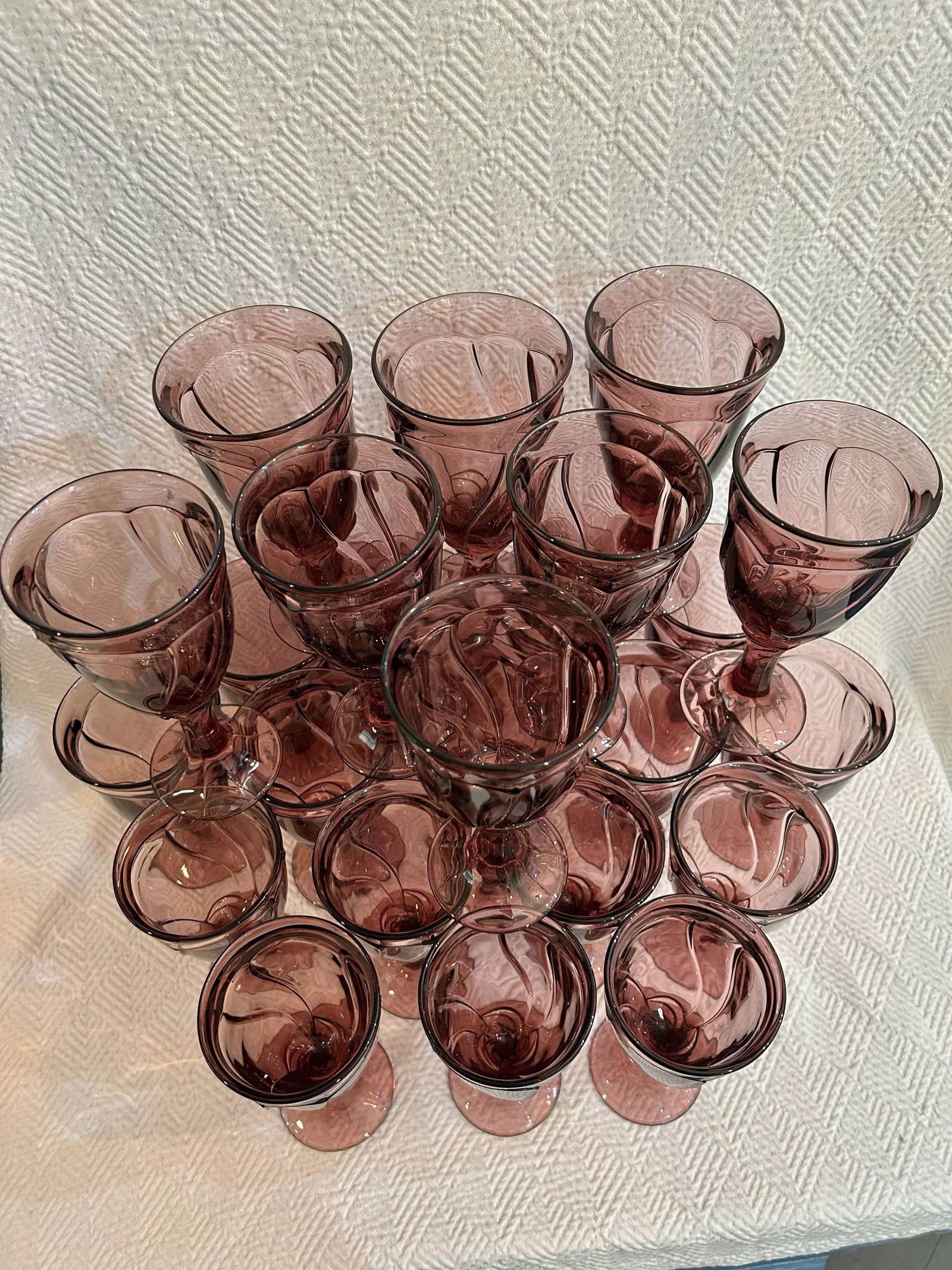 Late 20th Century Noritake "Sweet Swirl" Cranberry Glassware - A Set of 24 - 4