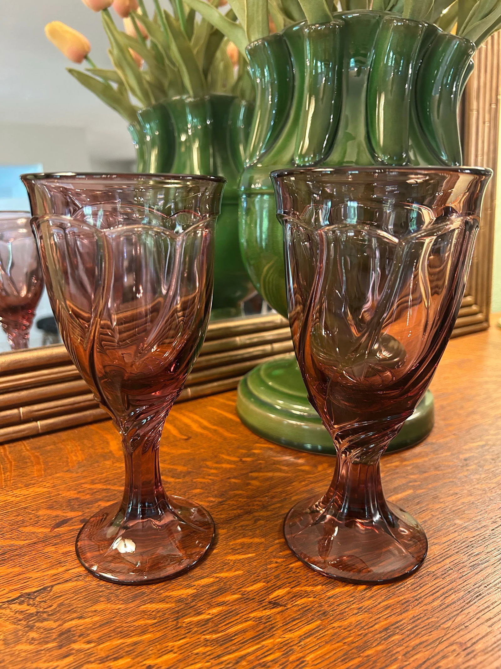 Late 20th Century Noritake "Sweet Swirl" Cranberry Glassware - A Set of 24 - 6