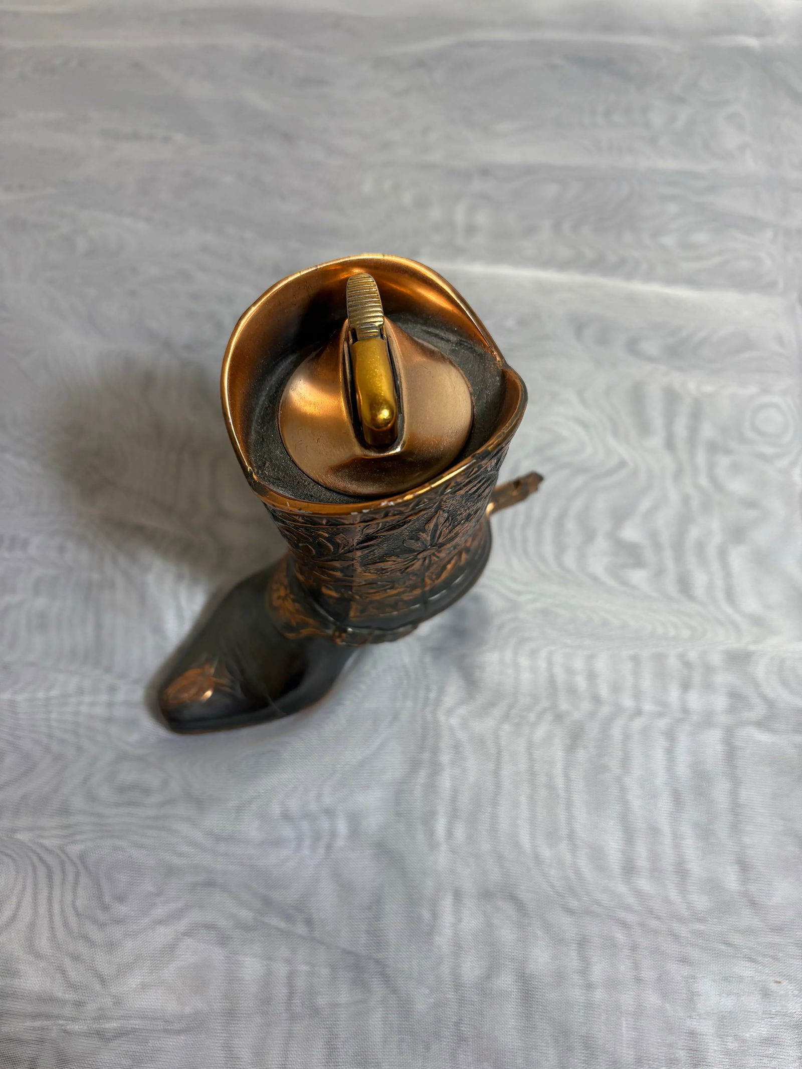Vintage Table Cowboy Copper Boot Lighter With Spur - 5