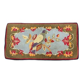 Mid 19th Century Pictorial Hooked Rug ("Bird in Fall"), AmericanFrom the Collection of the Kennedy F