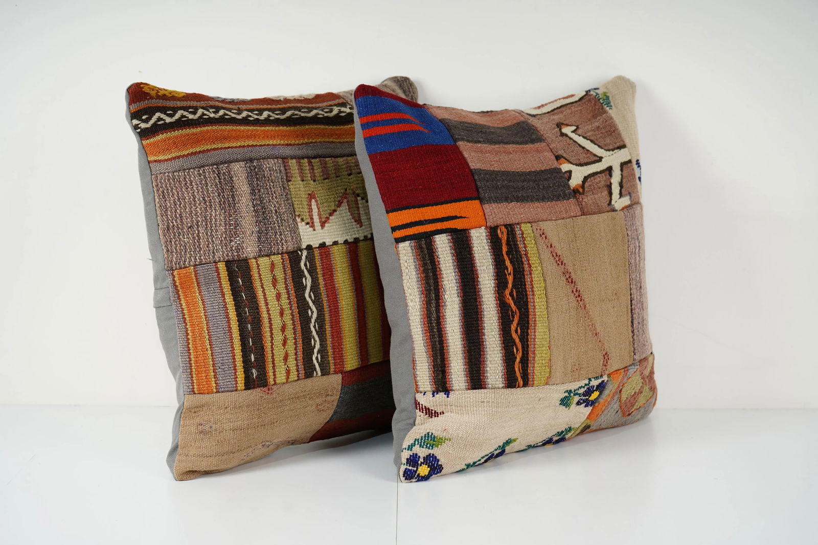 Turkish Kilim Patchwork Cushion - A Pair - 2