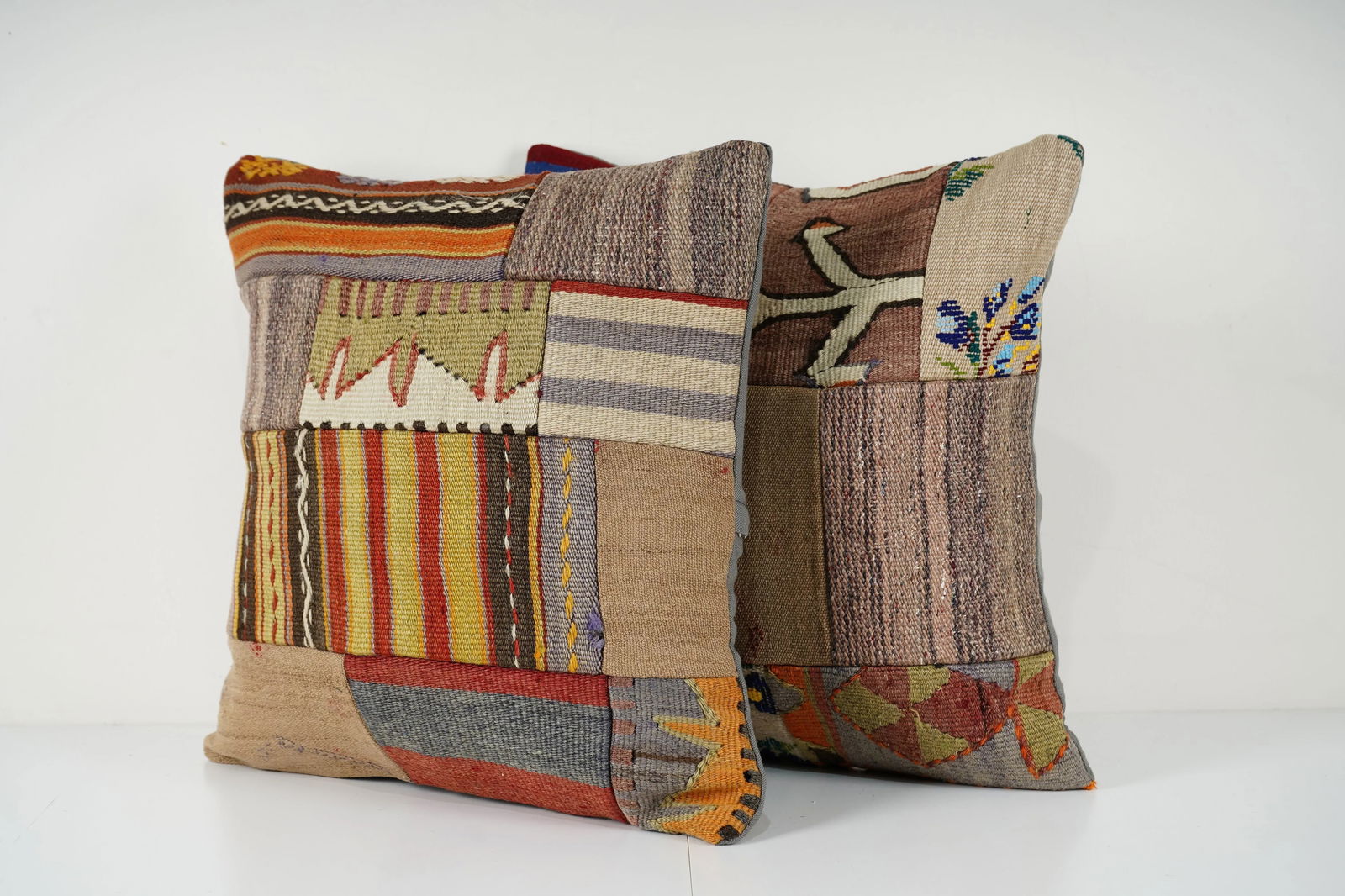 Turkish Kilim Patchwork Cushion - A Pair - 3