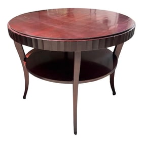 Barbara Barry for Baker Fluted Edge Mahogany Round Entry Table