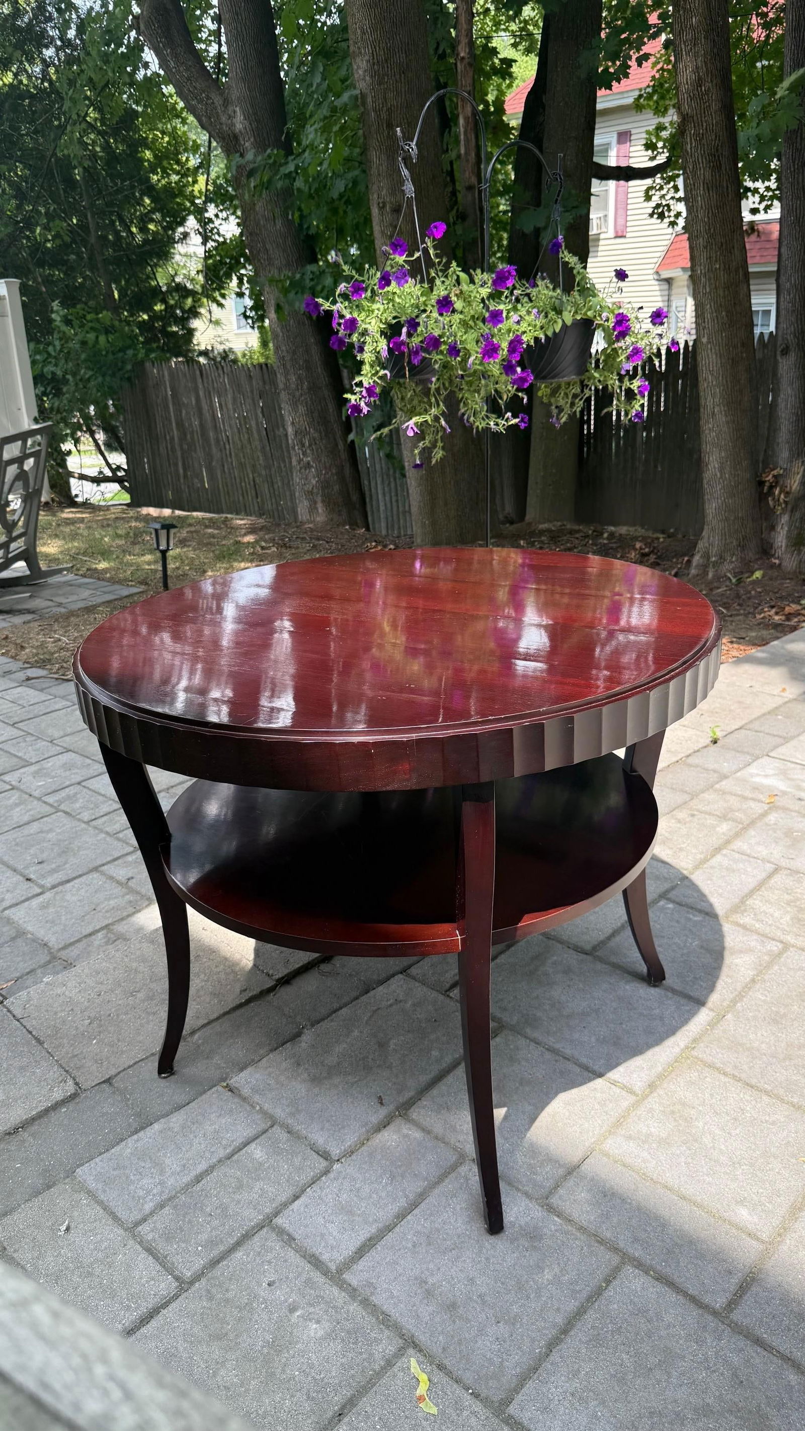 Barbara Barry for Baker Fluted Edge Mahogany Round Entry Table - 2