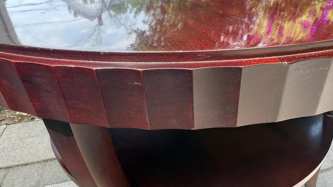 Barbara Barry for Baker Fluted Edge Mahogany Round Entry Table - 6