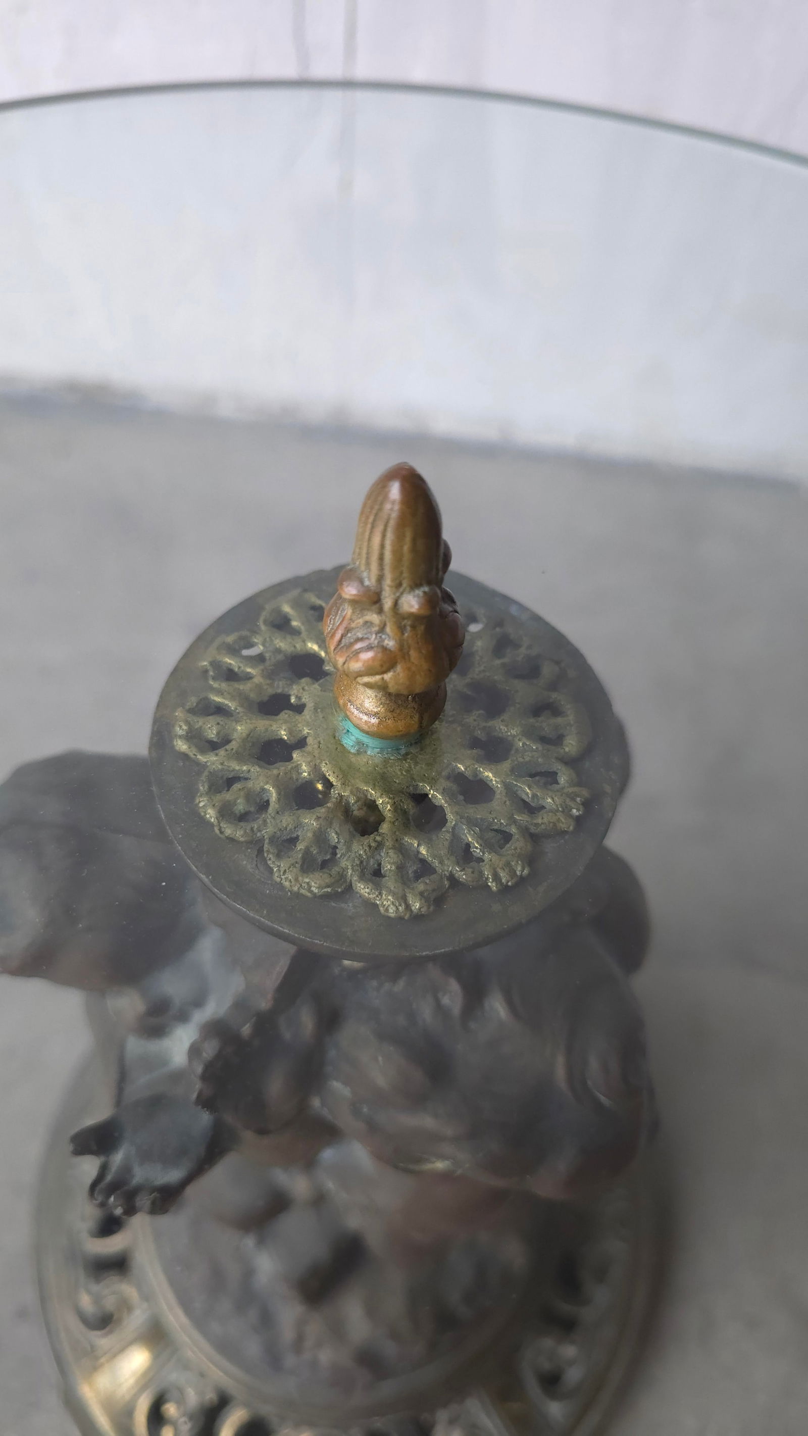 Antique 19th Century Patinated Bronze and Glass Putti Side Table - 5