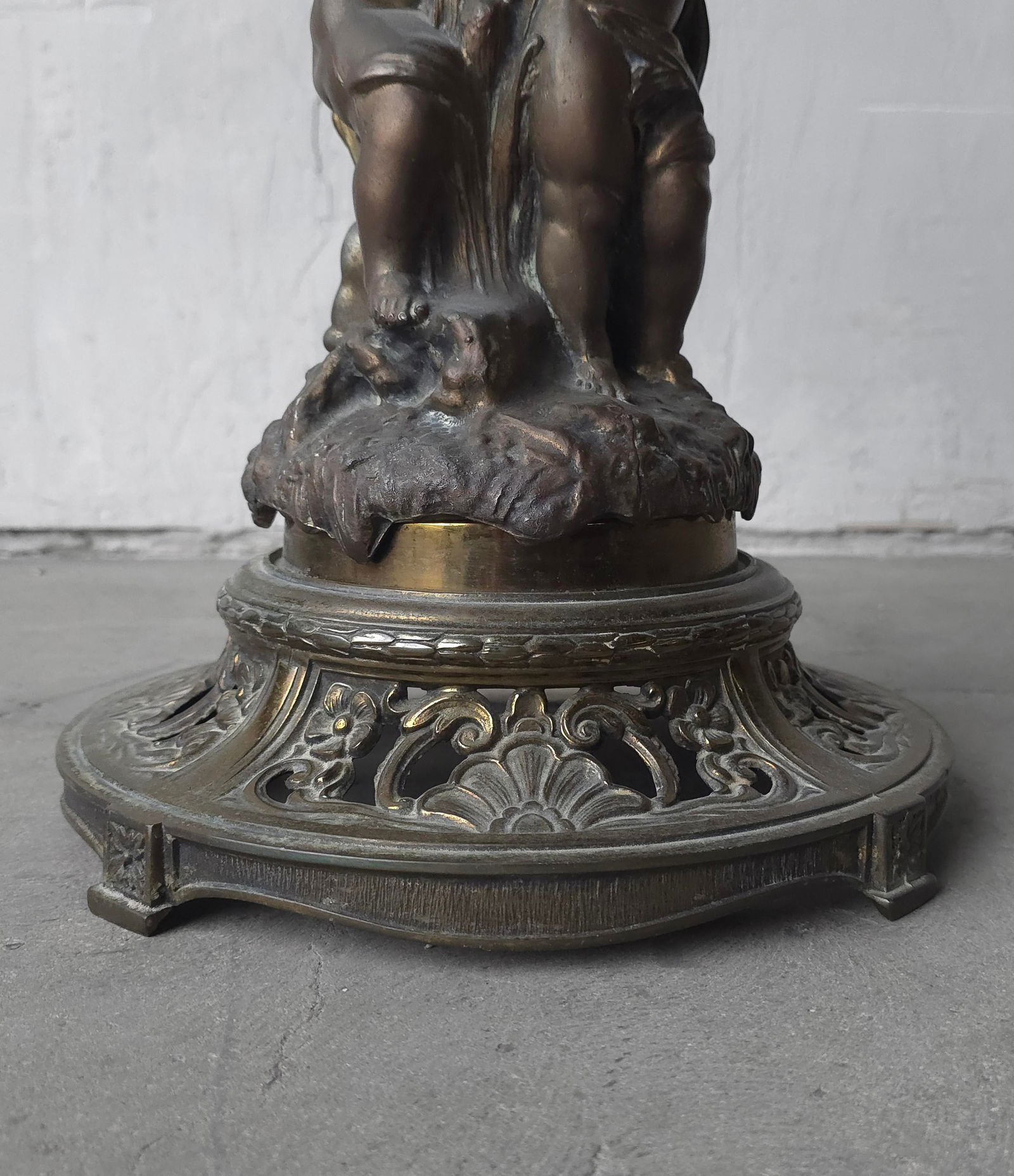 Antique 19th Century Patinated Bronze and Glass Putti Side Table - 6