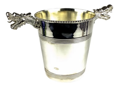 Dragon Handles Silver Plate Ice Bucket