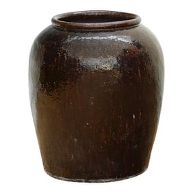 Antique Asian Martaban Planter With Cacao Brown Patina